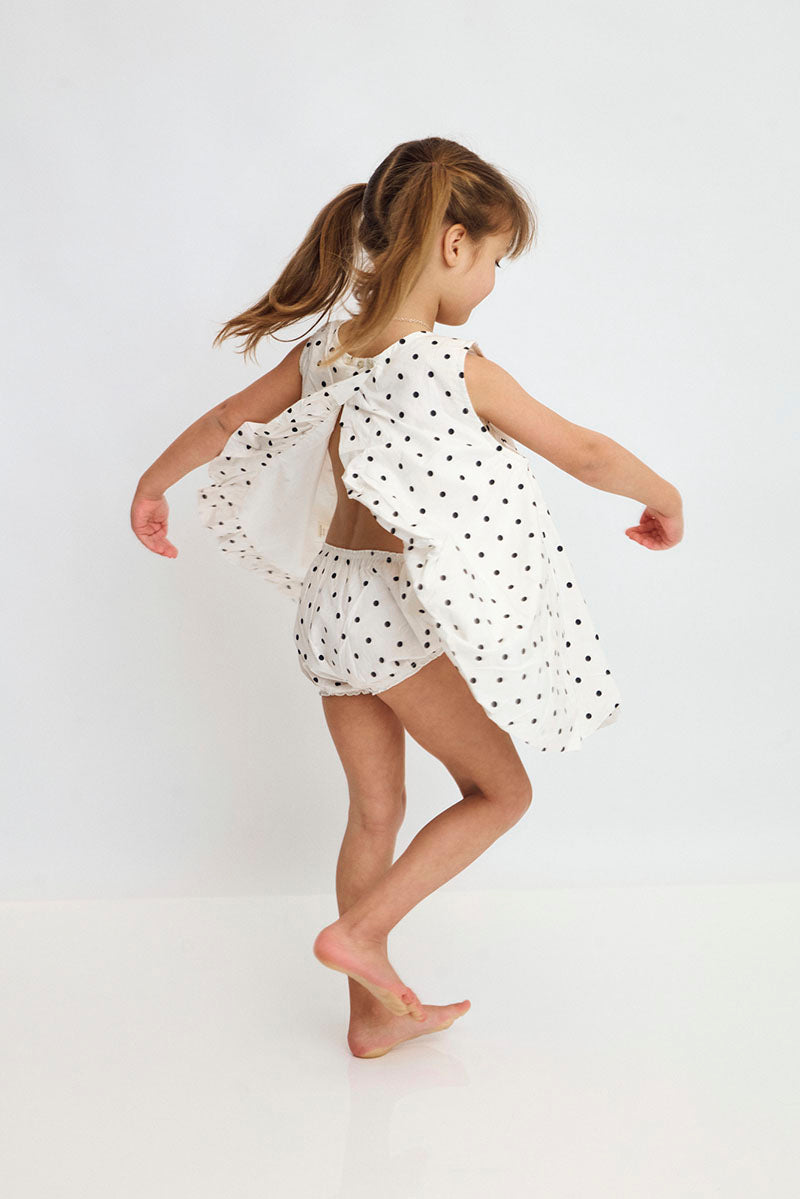 Open Back Bubble Dress with Bloomers - Polka Dot