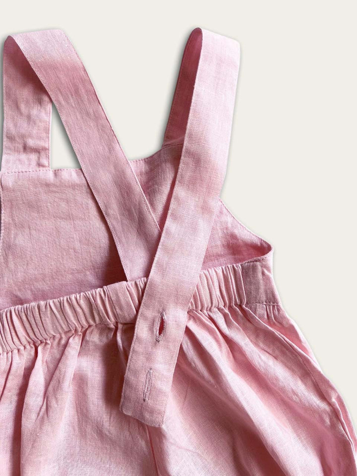 Kids overalls in light pink back strap