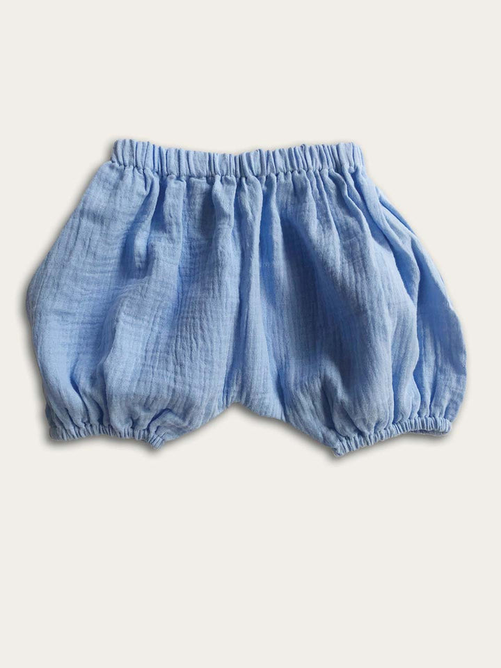 bubble shorts in blue front