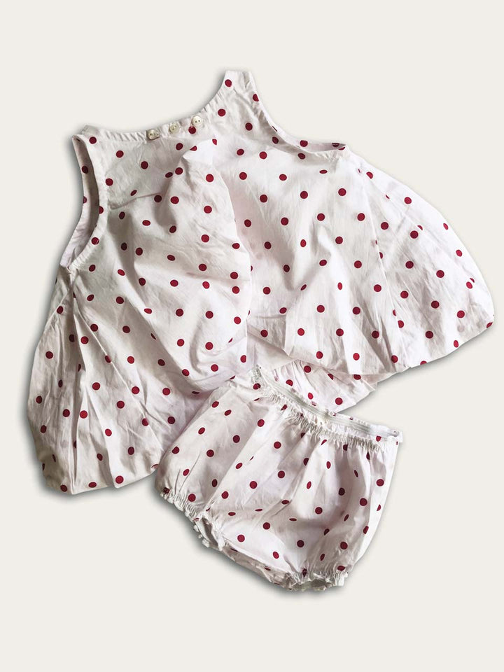 Red Polka Dot dress and bloomers back