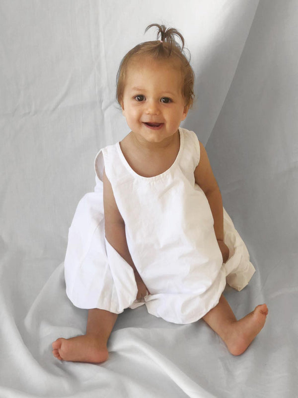 White dress and bloomers modelled