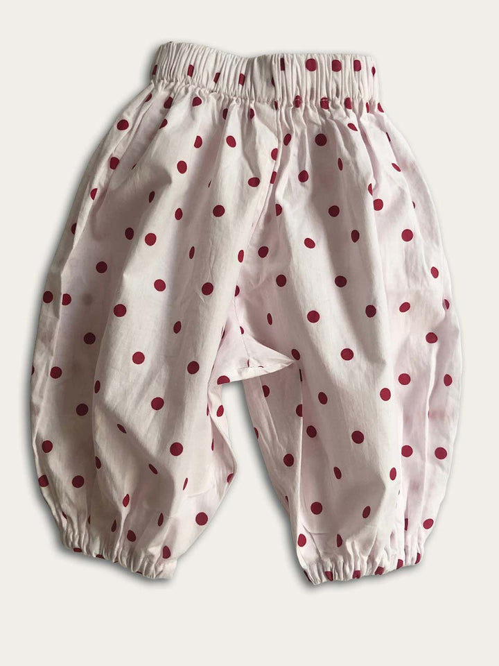 Happy pants in red polka dot front