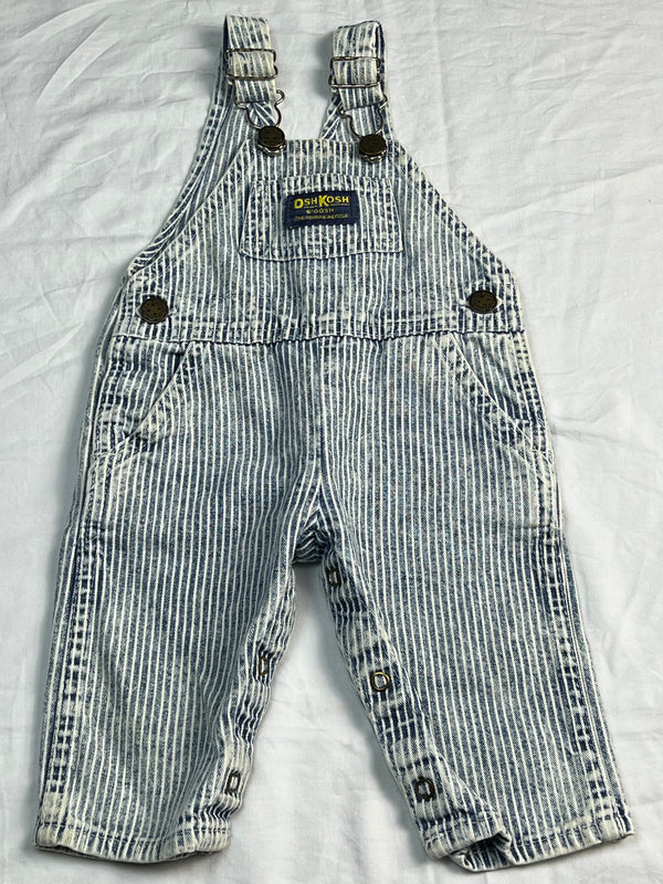 vintage oshkosh acid wash stripe overalls 3-6 months