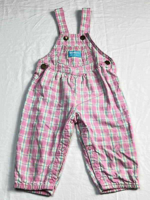 vintage oshkosh plaid overalls 18m