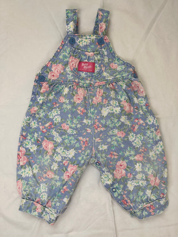 vintage oshkosh floral overalls 6-9 months