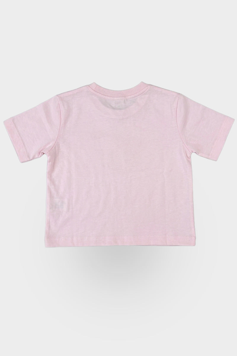 Back of a Pink t-shirt on a grey background
