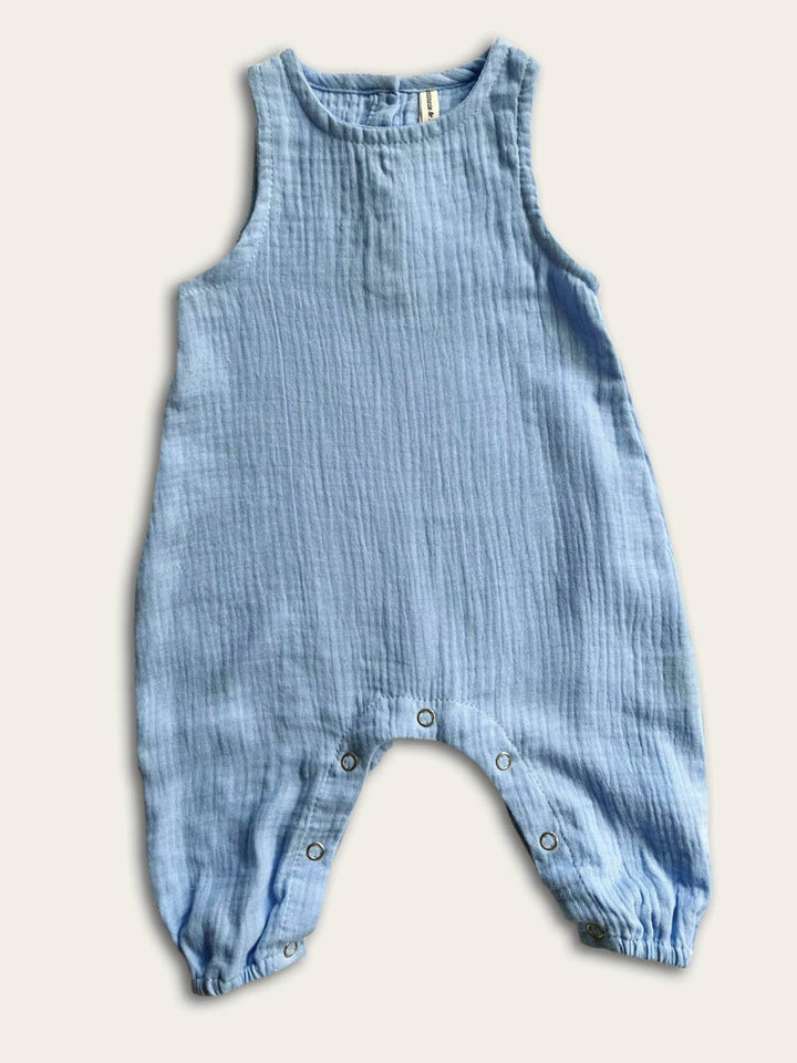 Blue baby jumpsuit sleeveless front