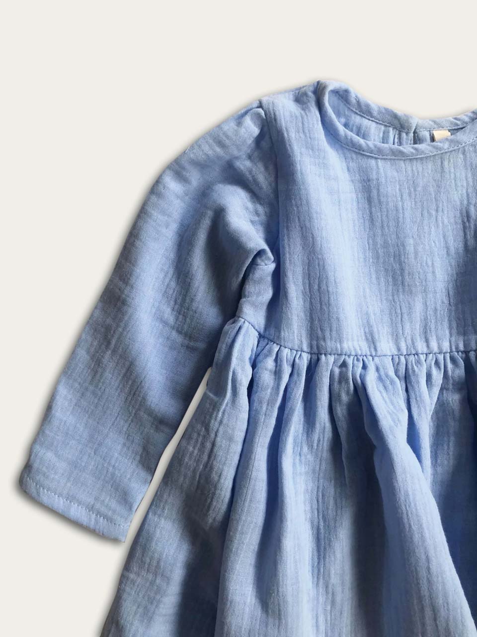 Blue long sleeve dress sleeve and neckline
