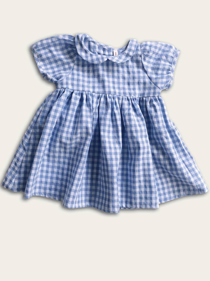 Blue gingham dress front