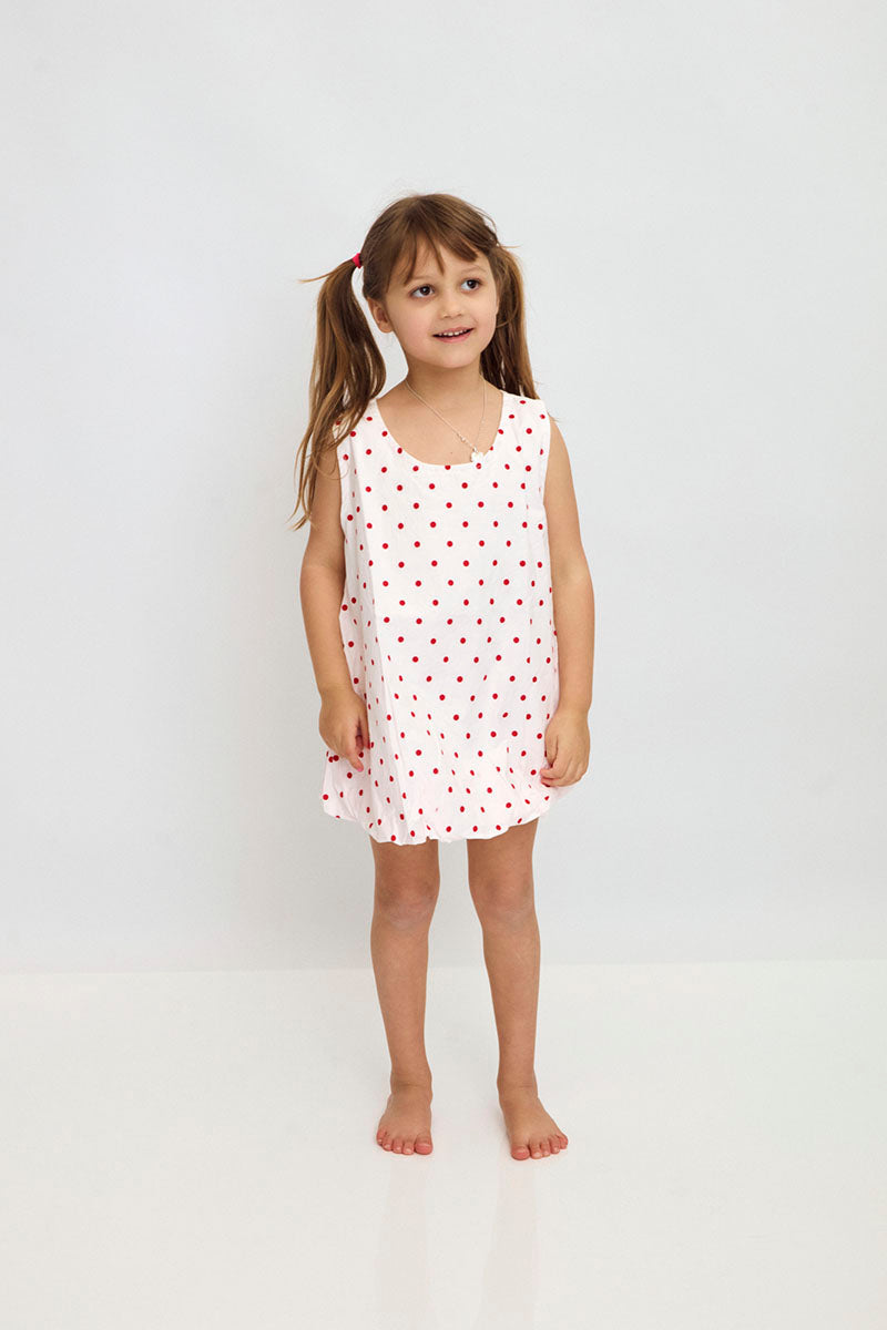 Open Back Bubble Dress with Bloomers - Red & White Polka Dot