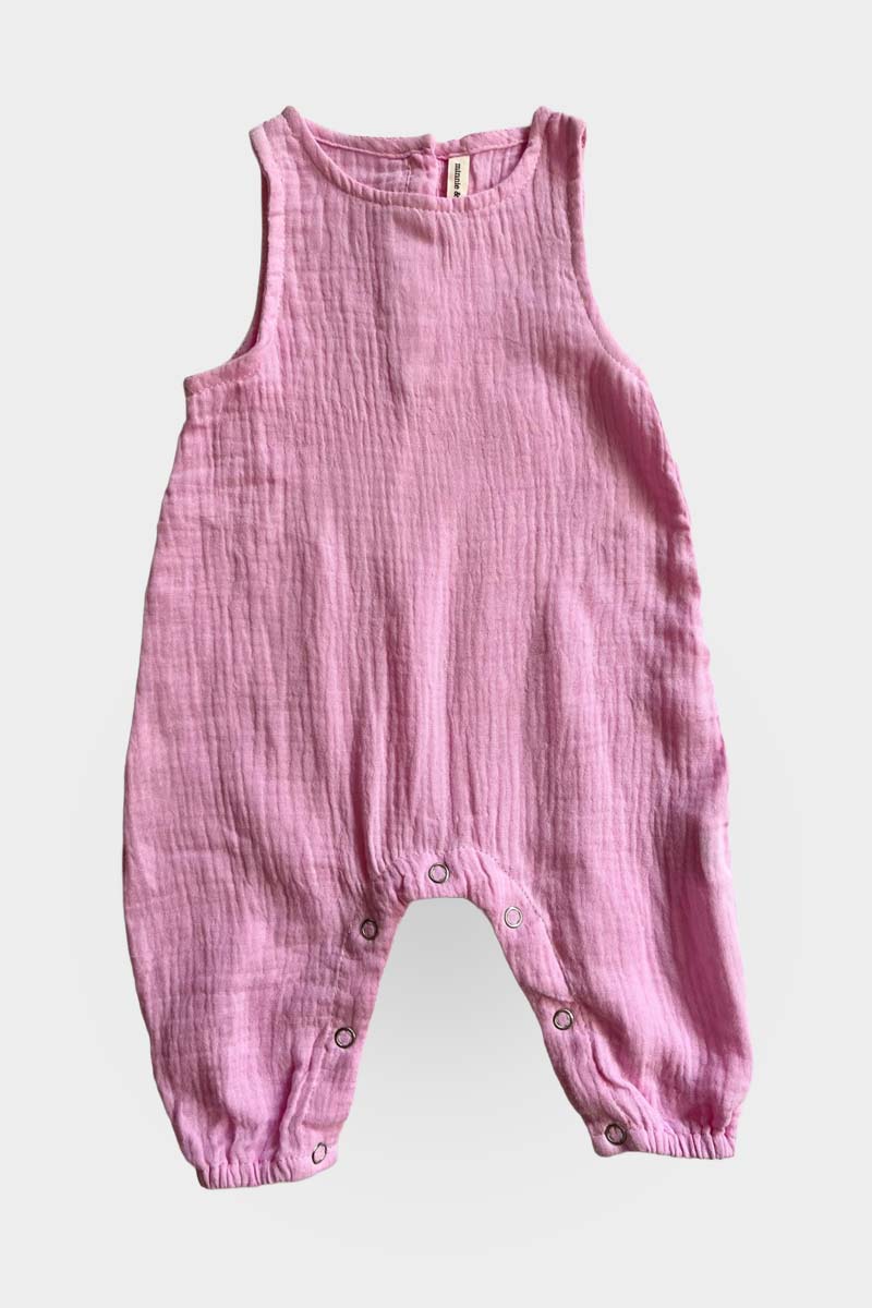 Baby jumpsuit sleeveless in pink front view