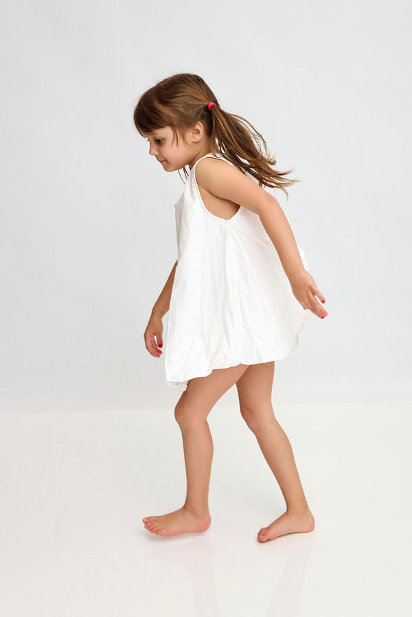 Open Back Bubble Dress with Bloomers - White