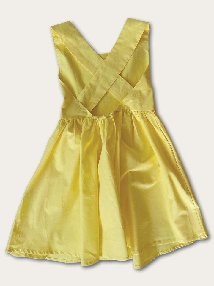 Yellow pinafore dress back