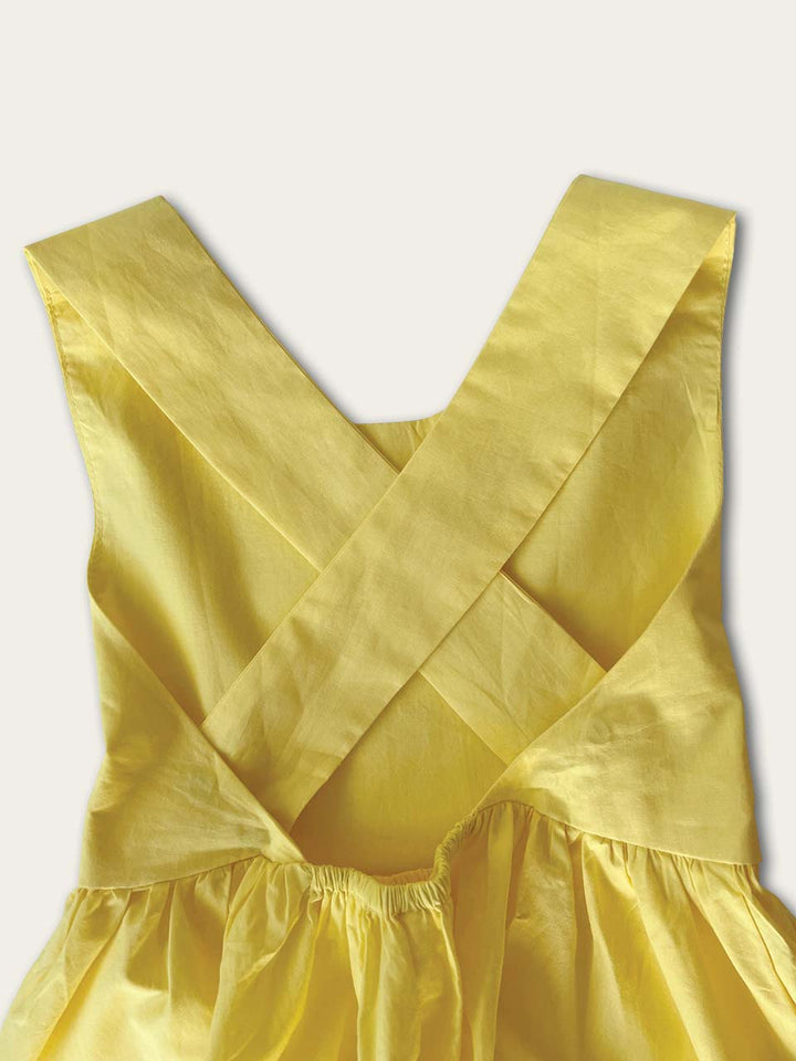 Yellow pinafore dress back straps