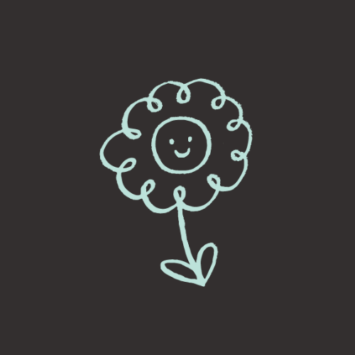 Green flower with smiling face