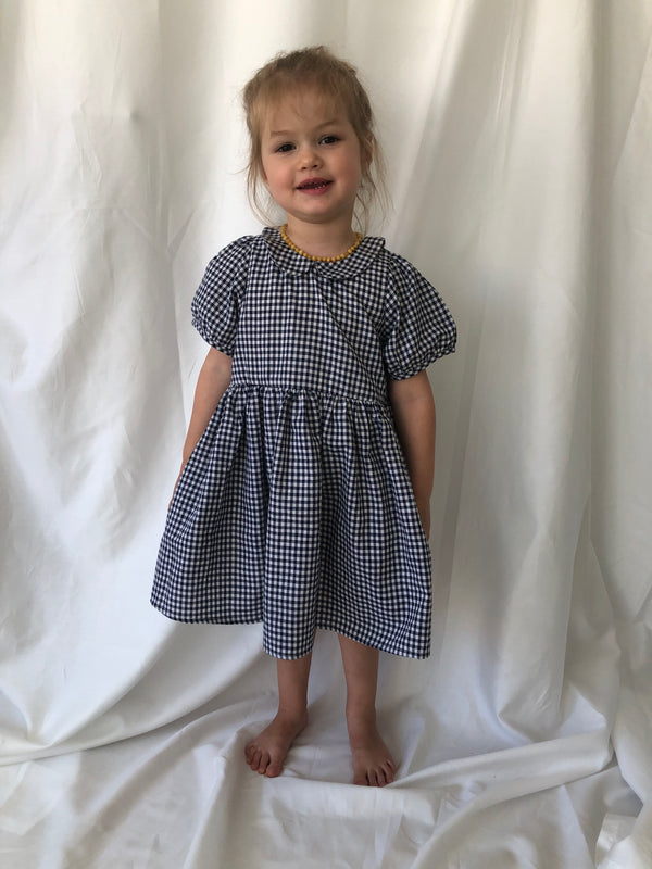 Party Dress - Navy Gingham