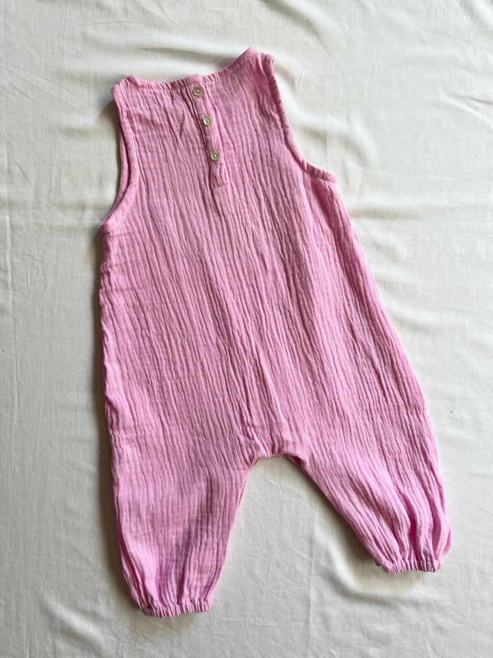 Baby jumpsuit sleeveless in pink back view