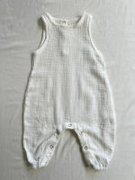 Baby jumpsuit sleeveless in white front view