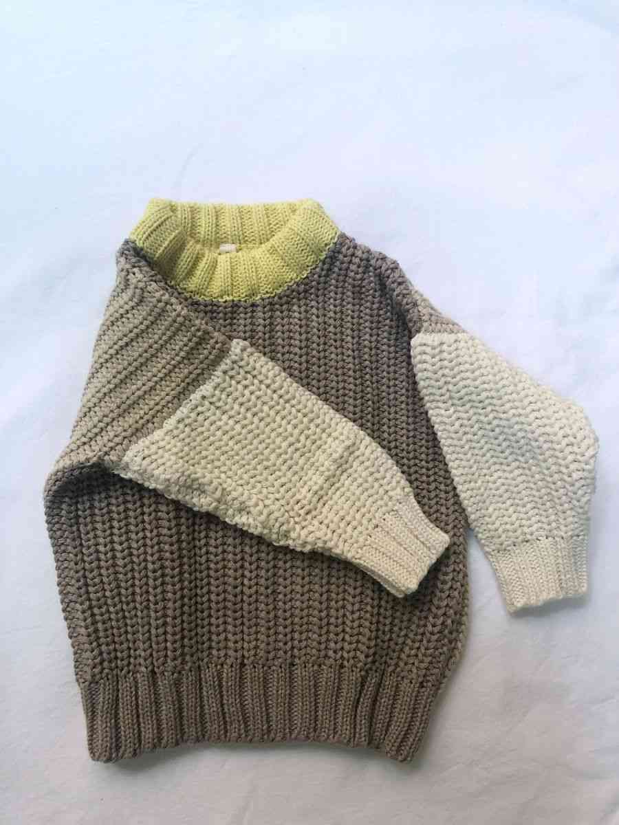 Image of our Anytime Knit in Desert colour on a white background