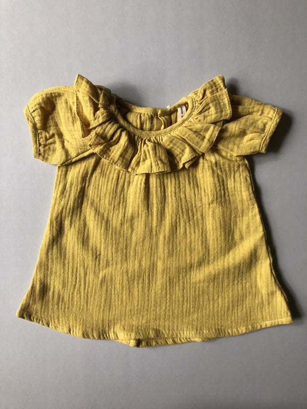 Ruffle Neck Dress - Golden