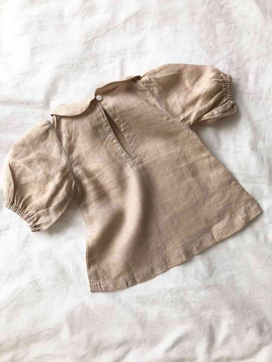Shot of our Bubble Sleeve Linen Set in Powder Pink colour on a white background