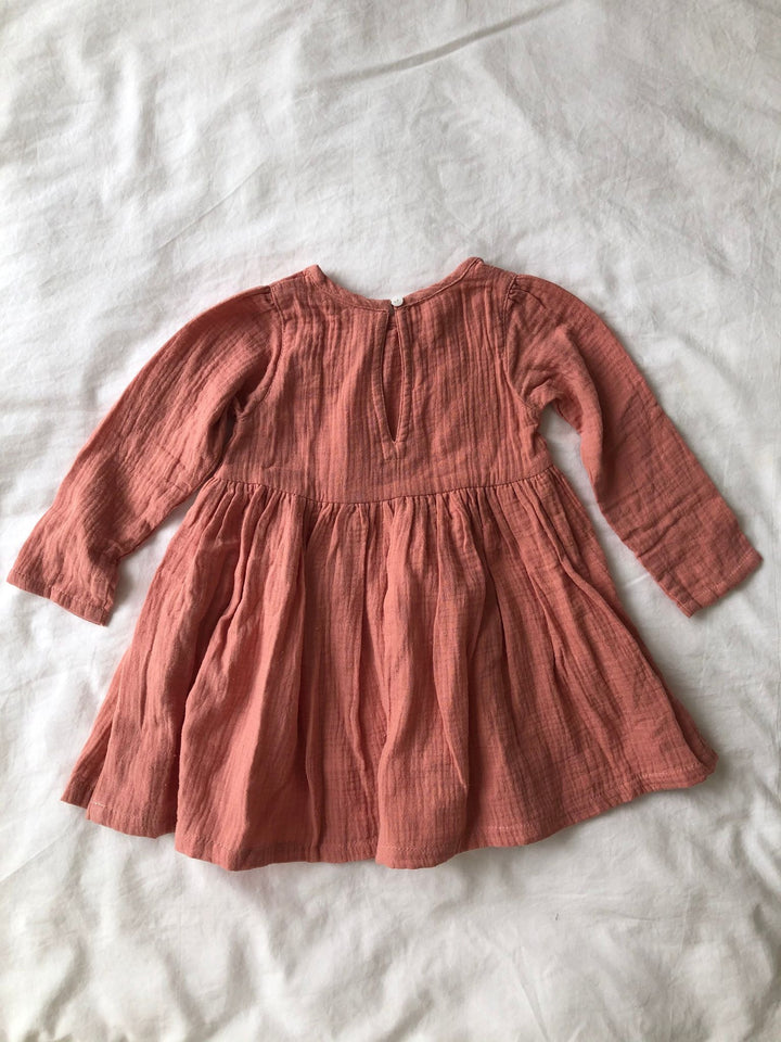 Pink long sleeve dress back