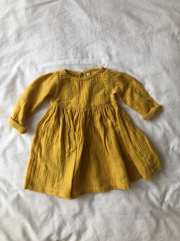 Yellow long sleeve dress front